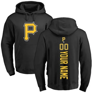 Men's Custom Pittsburgh Pirates Black Custom Backer Pullover Hoodie