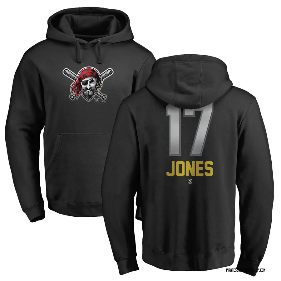 Men's Jared Jones Pittsburgh Pirates Black Midnight Mascot Pullover Hoodie -