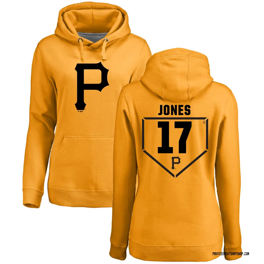 Women's Jared Jones Pittsburgh Pirates Gold RBI Pullover Hoodie -