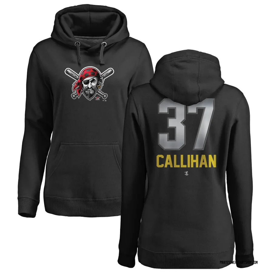 Women's Tyler Callihan Pittsburgh Pirates Black Midnight Mascot Pullover Hoodie -