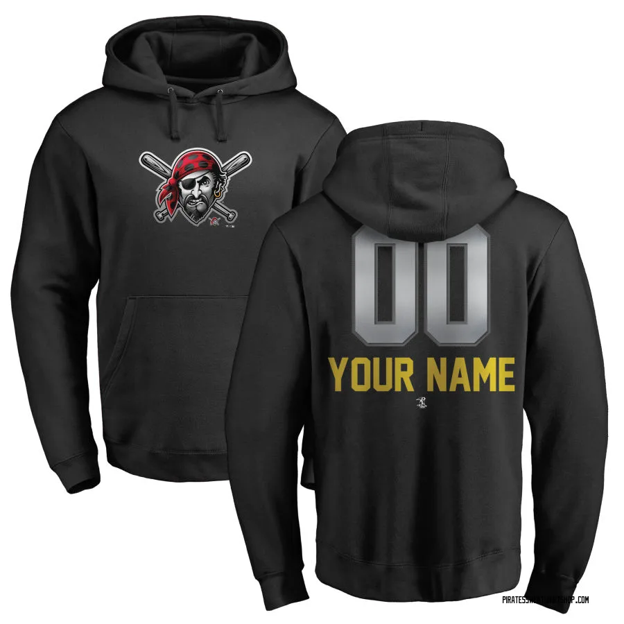 Youth Custom Pittsburgh Pirates Black Custom Midnight Mascot Pullover Hoodie -