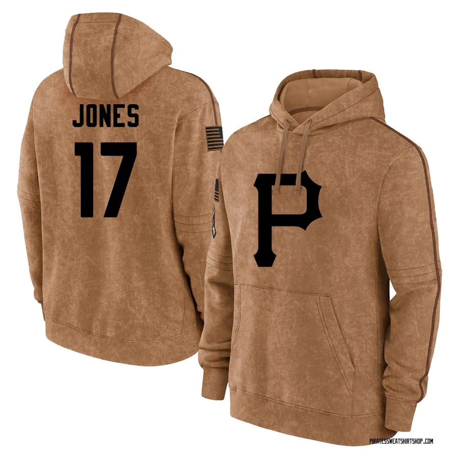 Youth Jared Jones Pittsburgh Pirates Brown 2023 Salute to Service Club Pullover Hoodie
